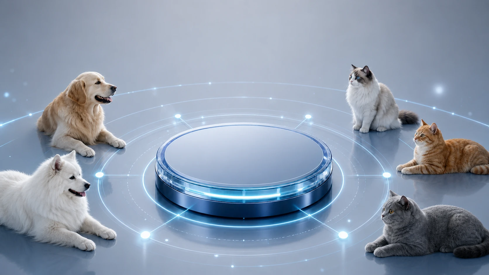 金毛、萨摩耶、布偶猫、橘猫与蓝猫环绕犬猫健康矩阵